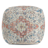 Passage To Bangkok Beige & Red Square Pouf - Shape: Square