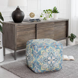 Cosmic Charlie  Blue & Yellow Square Pouf
