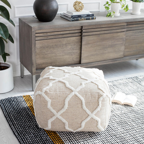 New Potato Caboose Pouf - Color/Finish: Ivory, Brown