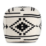 Noir Noor Ivory & Black Sqaure Pouf - Construction: Hand-Crafted