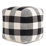 Checkered Sky Ivory & Black Sqaure Pouf - comfortable ottoman