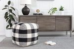 Checkered Sky Ivory & Black Sqaure Pouf