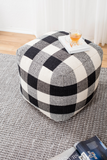 Checkered Sky Sqaure Pouf - Color/Finish: Ivory, Black