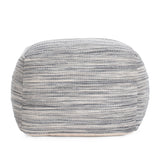 Joya Blue and Ivory Pouf - Construction: Hand-Crafted