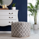 Carondelet Square Black and Ivory Polyester Cotton Pouf