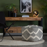 Maplewood Square Black and Ivory 100% Cotton Pouf