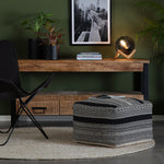Wydown Black & Ivory Pouf in 100% Cotton Upholstery