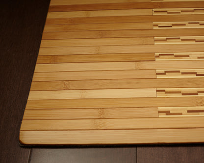 round edge of bamboo kitchen mat