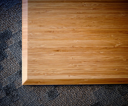 edge detail of bamboo chair mat on carpet
