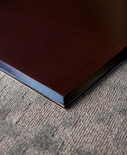 Dark Cherry Bamboo Tri-Fold Chair Mat Close Up Detail