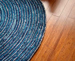 Ripple Effect Round Cotton Rug Weave Close Up View