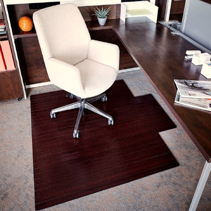 55" x 57" Dark Cherry Bamboo Chair Mat