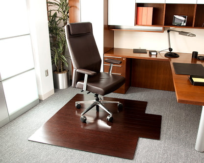 55" x 57" Dark Cherry Deluxe Bamboo Chair Mat