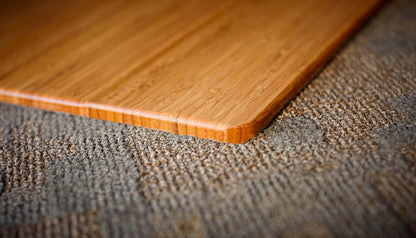 Natural Bamboo Chair Mat, No Lip Close Up Detail