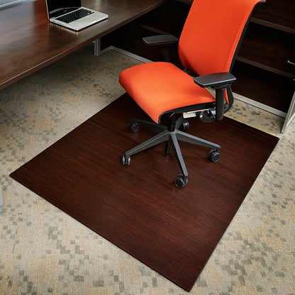 60" x 48" Dark Cherry Bamboo Chair Mat, No Lip