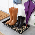 Metal Boot Tray with Black & Ivory Coir Insert