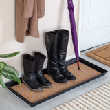 Metal Boot Tray with Blue & Tan Coir Insert